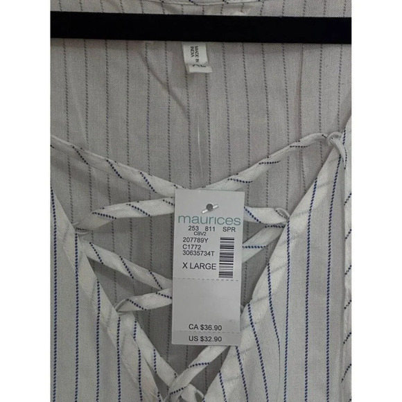 NEW Maurices striped peplum tank top with zig zag tie front size XL #1103 - Picture 5 of 5